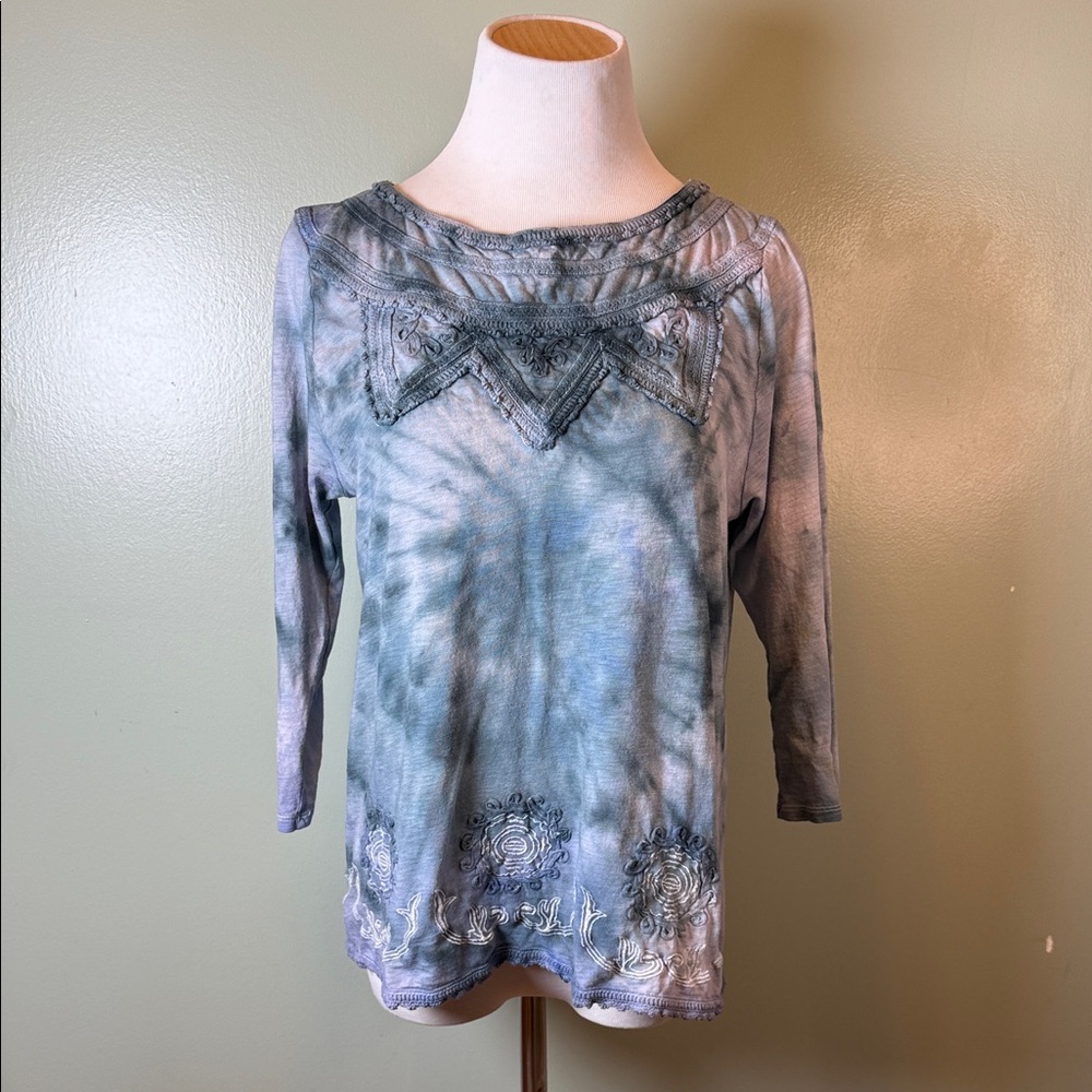 Women's Blue/gray Tie-Dye Top